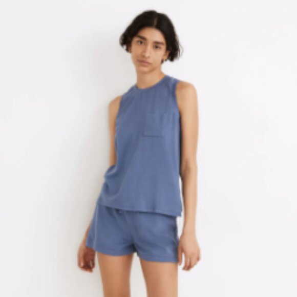 Madewell - MWL Breeze Muscle Tank Top Loungewear NA562 | Small: Still Ocean Blue - Picture 10 of 16
